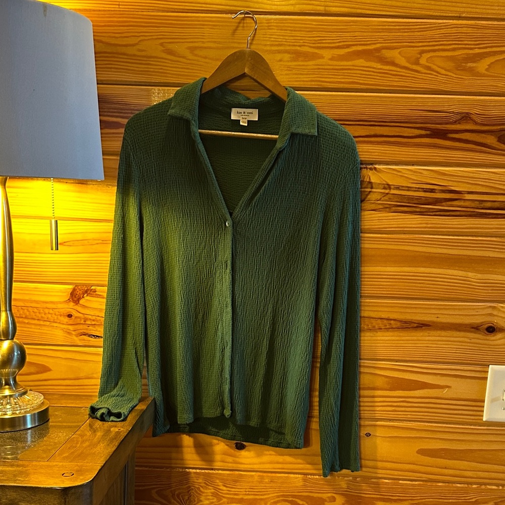 Green Button-Up Cardigan